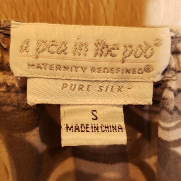 A Pea In The Pod Maternity Womens Silk Sheer Grey Swirl Blouse Small - Picture 5 of 6